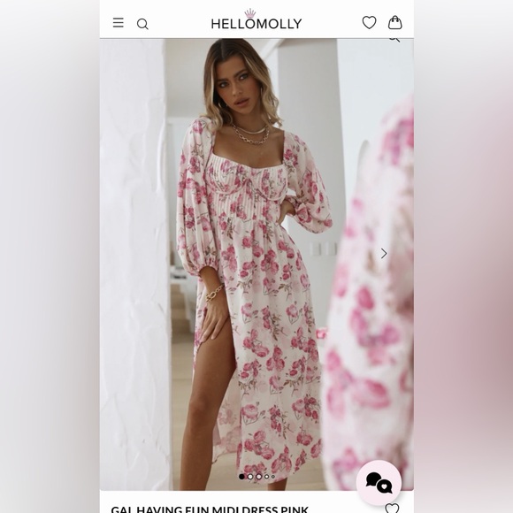 Hello Molly Pink Floral Midi Dress - Picture 2 of 6